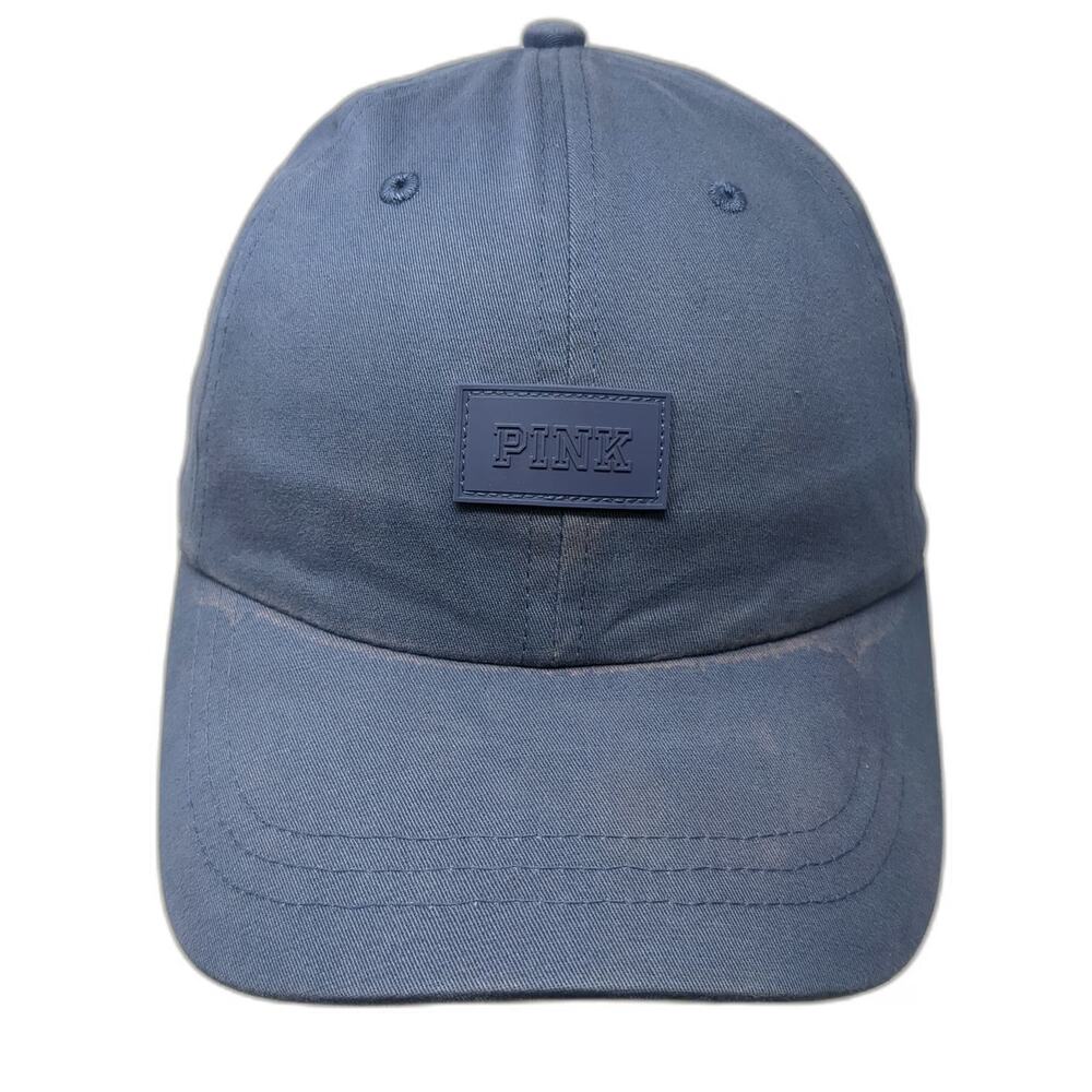 PINK Victoria's Secret Baseball Cap Blue OSFM Slideback Cotton Logo Strap Hat